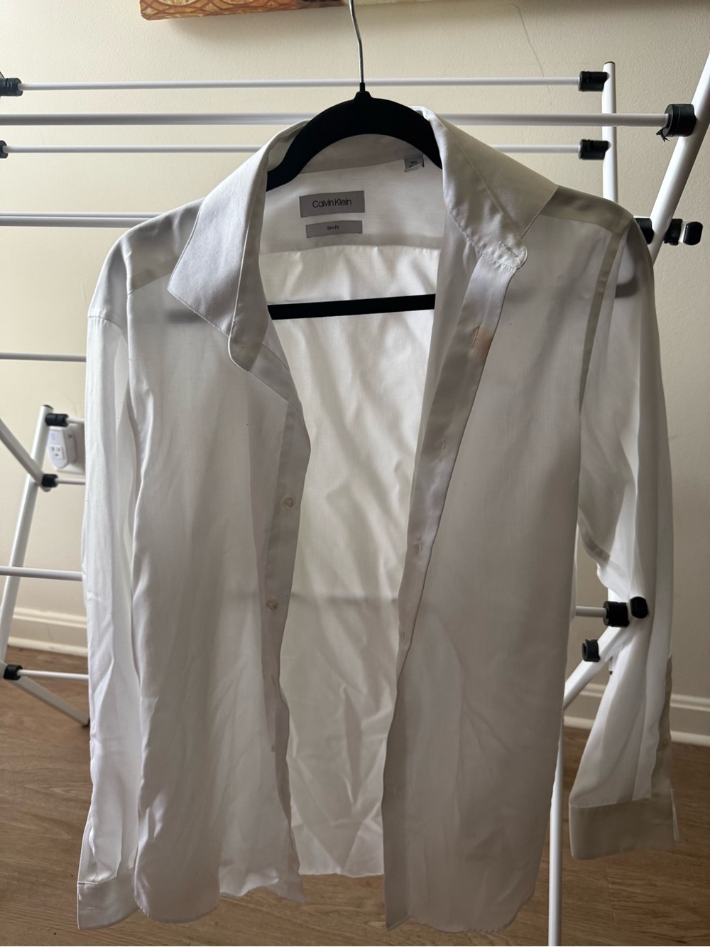 Calvin Klein Men's White Dress Shirt (stain)